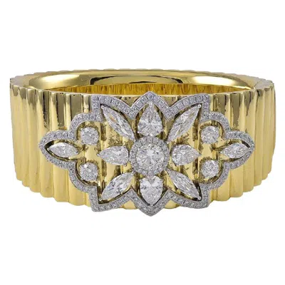 Pre-owned Sophia D Art Deco 18k Yellow Gold 7.40 Carat Diamond Bangle