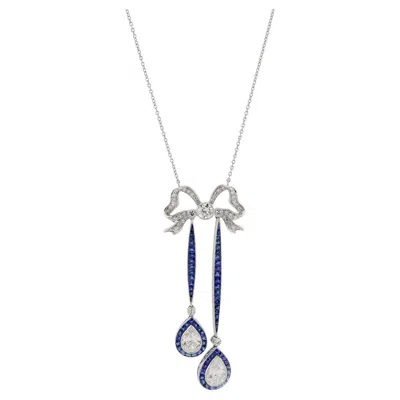 Pre-owned Sophia D Art Deco Bow Necklace In Platinum In Multi