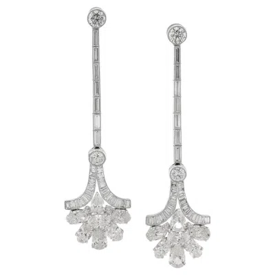 Pre-owned Sophia D Art Deco Diamond Drop Earrings Platinum In Multi