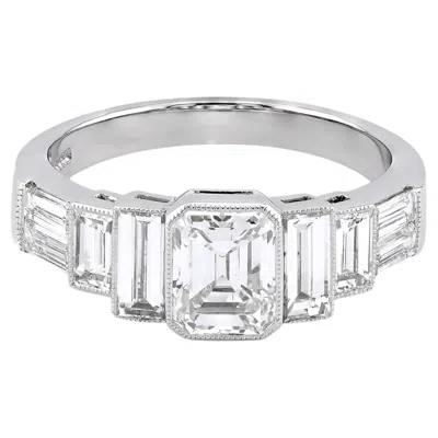 Pre-owned Sophia D Art Deco Mosaic Diamond Ring Platinum In Multi