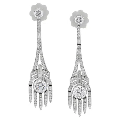 Pre-owned Sophia D . Art Deco Style Diamond Earrings In Multi