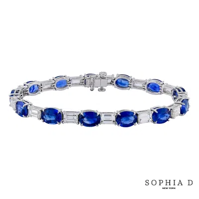 Pre-owned Sophia D . Blue Sapphire And Diamond Bracelet