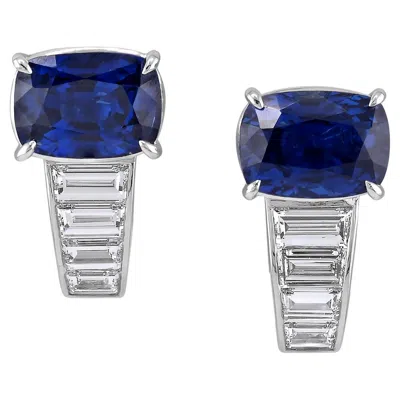 Pre-owned Sophia D . Blue Sapphire And Diamond Earrings