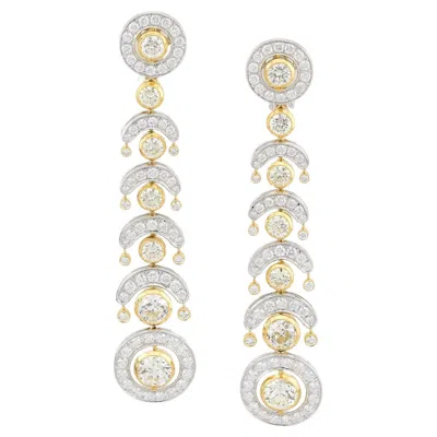 Pre-owned Sophia D Cascading Circular Diamond Drop Earrings In Platinum And 18k Yellow Gol