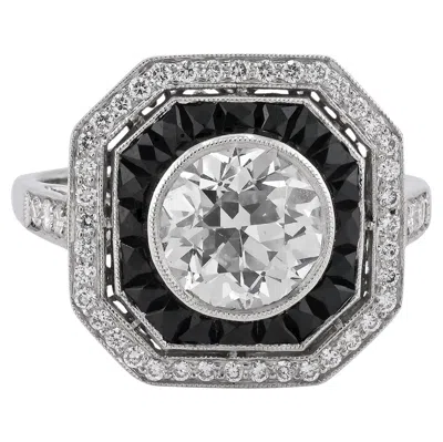 Pre-owned Sophia D . Diamond And Onyx Ring In Black