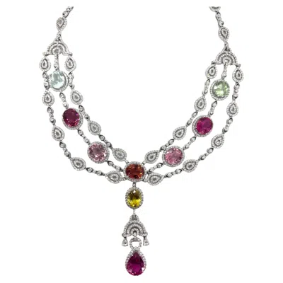 Pre-owned Sophia D . Diamond And Tourmaline Necklace In Multi