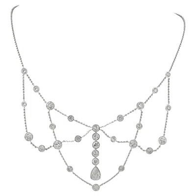 Pre-owned Sophia D Diamond Draped Necklace Platinum In Multi