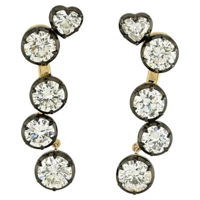 Pre-owned Sophia D Diamond Drop Earrings 18k Yellow Gold And Platinum
