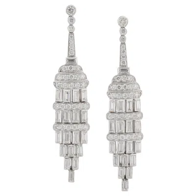 Pre-owned Sophia D Diamond Drop Earrings In Platinum In Multi