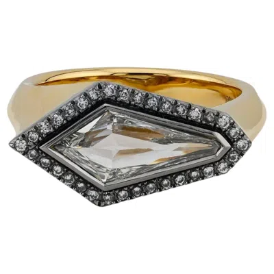 Pre-owned Sophia D Kite Shape Diamond Ring In Platinum And 18k Yellow Gold