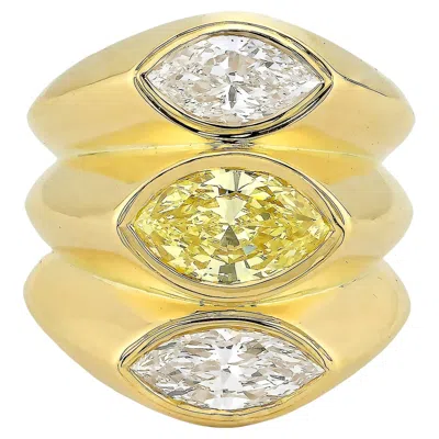 Pre-owned Sophia D Marquise Diamond Three Stone Ring 18k Yellow Gold