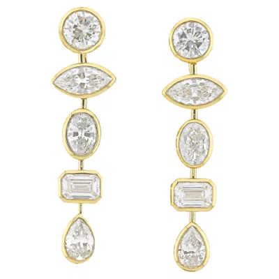 Pre-owned Sophia D Mixed Cut Diamond Drop Earrings 18k Yellow Gold