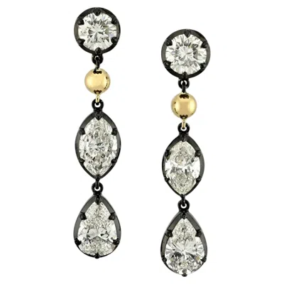 Pre-owned Sophia D Mixed Shape Diamond Drop Earrings Platinum And 18k Yellow Gold