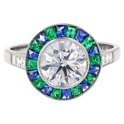 Pre-owned Sophia D . Multi-gem Art Deco Style Ring
