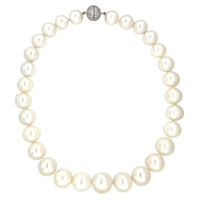 Pre-owned Sophia D Platinum South Sea Pearl Necklace With 4 Carats Diamond Clasp Platinum In Multi