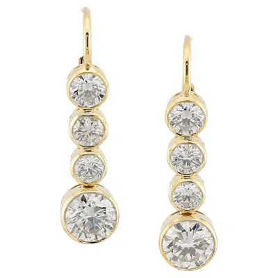Pre-owned Sophia D Round Diamond Drop Earrings In 18k Yellow Gold