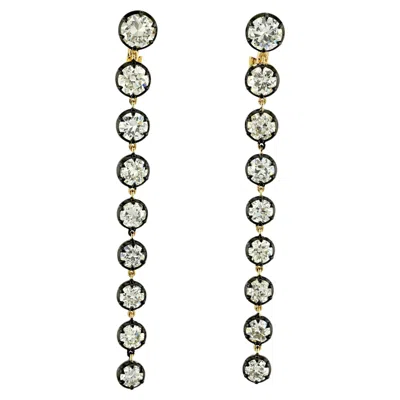 Pre-owned Sophia D Round Diamond Drop Earrings Platinum And 18k Yellow Gold