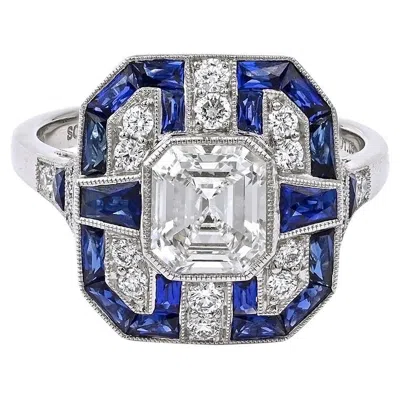 Pre-owned Sophia D . Sapphire And Diamond Ring In Blue