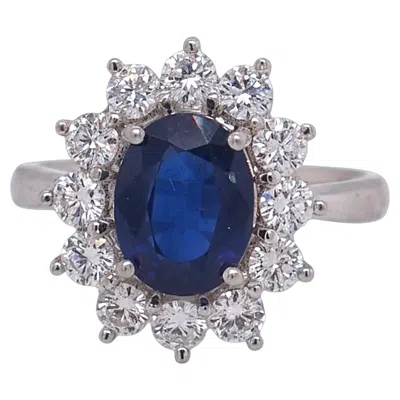 Pre-owned Sophia D Sapphire And Diamond Ring In Platinum In Blue