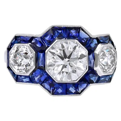 Pre-owned Sophia D . Three Stone Ring In Multi