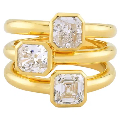 Pre-owned Sophia D Three-stone Diamond 18k Yellow Gold Ring