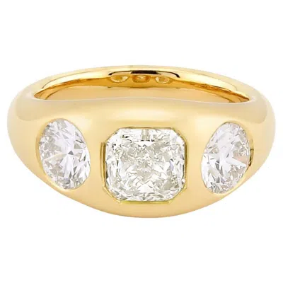 Pre-owned Sophia D Three-stone Ring In 18k Yellow Gold