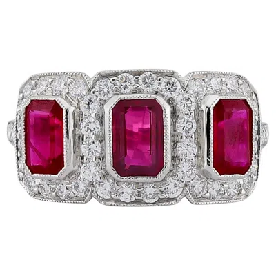 Pre-owned Sophia D . Three-stone Ruby Ring In Multi