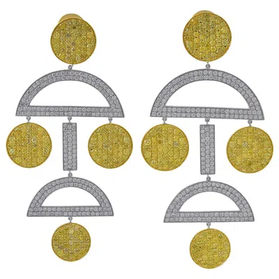 Pre-owned Sophia D , White And Yellow Diamond Earrings