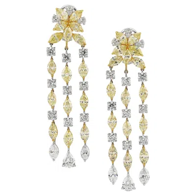 Pre-owned Sophia D . Yellow Diamond And Diamond Gold Earrings