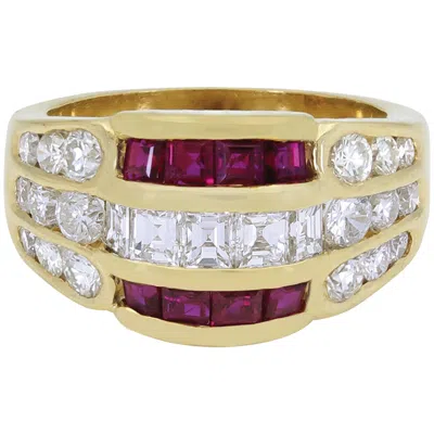 Pre-owned Sophia D , Yellow Gold Diamond And Ruby Ring