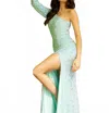 Sophia Thomas One Shoulder Sequin Prom Dress In Aqua Multi