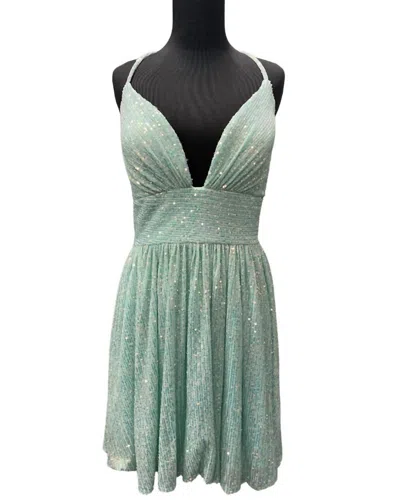 Sophia Thomas Ruched Sequin A-line Dress In Mint In Green