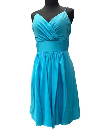 Sophia Thomas Stretch Satin A Line Dress In Light Blue