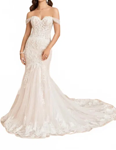 Sophia Tolli Ethereal Off The Shoulder Lace Wedding Gown In Ivory In White