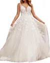 Sophia Tolli Floral-inspired Bohemian Wedding Gown In Ivory/vanilla In White