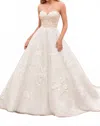 Sophia Tolli Strapless Sparkly Princess Wedding Gown In Platinum/ivory In White