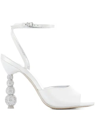 Sophia Webster 100mm Natalia Crystal Sandals In White