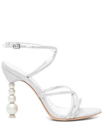 Sophia Webster 100mm Perla Sandals In Silver