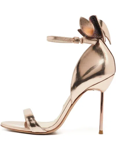 Pre-owned Sophia Webster 105mm Maya Bow Metallic Heeled Sandals