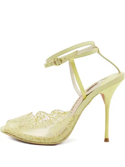 Pre-owned Sophia Webster 2024 Lace Leather Sandals In Yellow