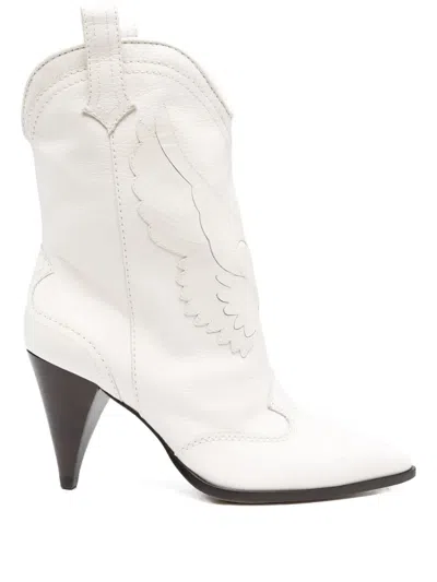 Sophia Webster 80mm Wing-patch Leather Boots In White