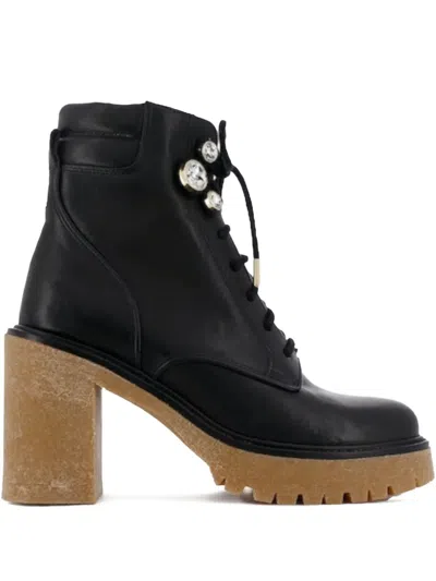 SOPHIA WEBSTER 85MM ZADIE CRYSTAL-EMBELLISHED LACE-UP BOOTS