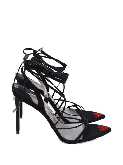 Pre-owned Sophia Webster Amora Strappy Heart-detail Sandals In Black