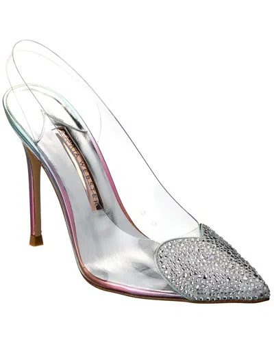 Sophia Webster Amora Vinyl & Leather Slingback Pump In Silver