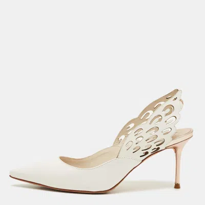 Pre-owned Sophia Webster Angelo Size 35.5 Beige Leather Slingback Pumps In Sand
