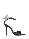 Sophia Webster Stiletto Heel Sandals With Crystal Butterfly Accent In Black