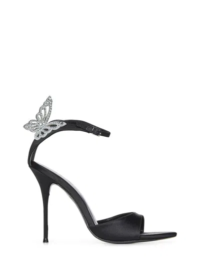 Sophia Webster Aura Sandals In Black Satin