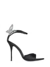 Sophia Webster Stiletto Heel Sandals With Crystal Butterfly Accent In Black