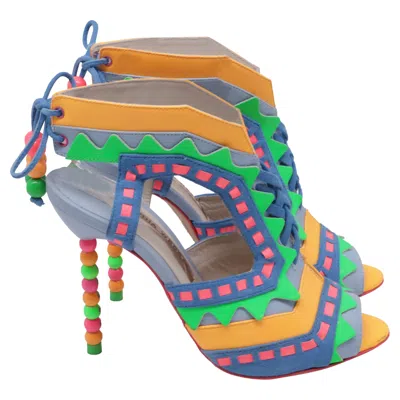 Sophia Webster Beaded Laced Sandal Heels In Multicolor Leather