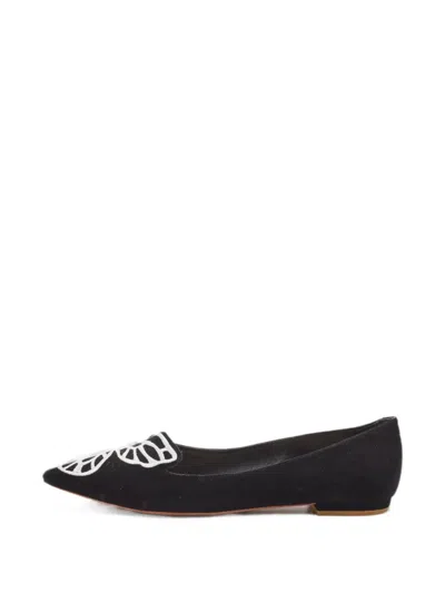 Pre-owned Sophia Webster Bibi Butterfly Ballet Flats In Black